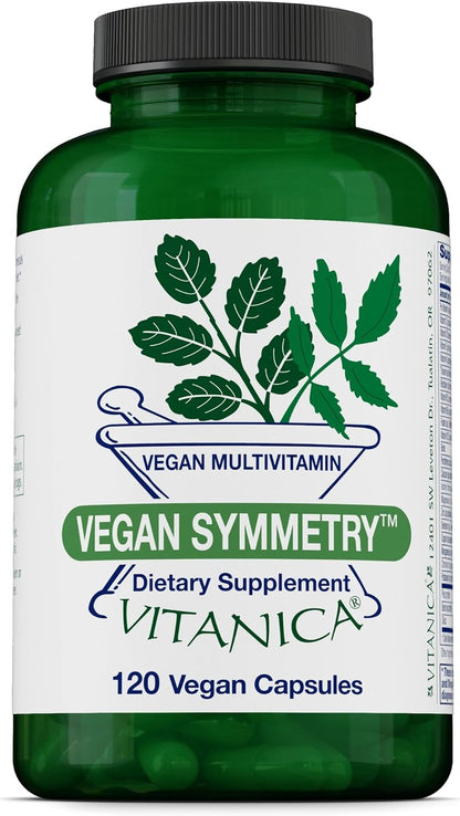 Vitanica Vegan Symmetry – Non-GM Vegan Multivitamin for Women, Iron Free, 120 Capsules