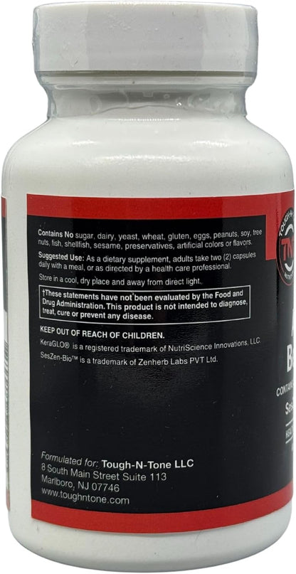 TOUGH-N-TONE Advanced Beauty Care – Vegan Biotin with SesZen-Bio®, KeraGLO® Keratin, Fo-Ti & Hyaluronic Acid – Hair, Skin & – Image 2