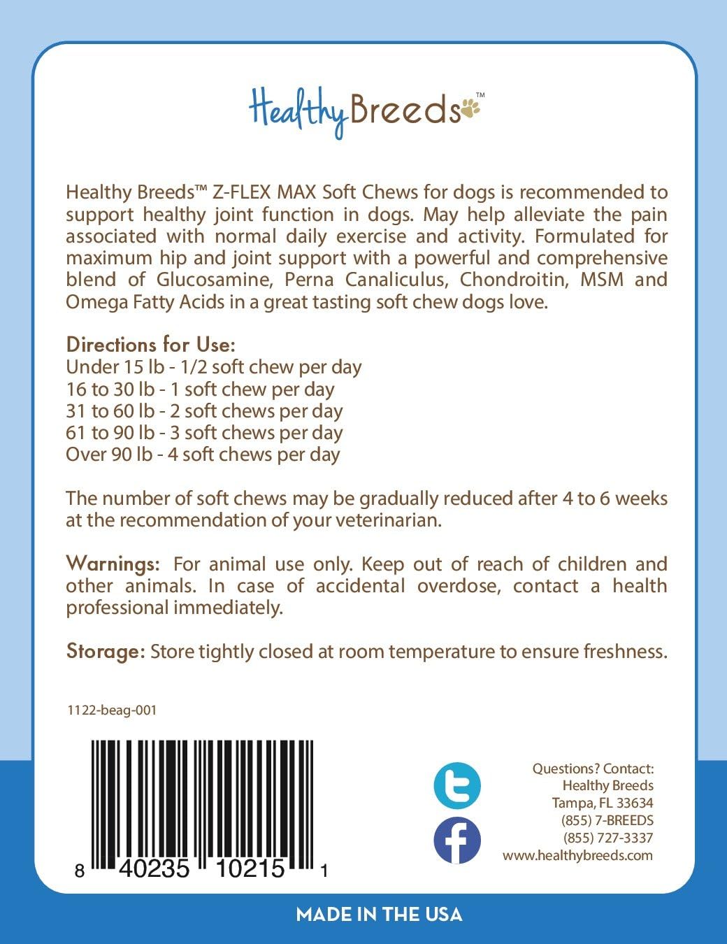 Healthy Breeds Beagle Z-Flex Max Hip and Joint Soft Chews, 170 Count – Image 3