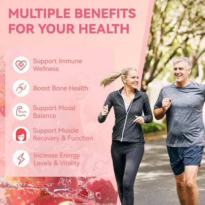 Vitamin D3 K2 Gummies for Adults - Vitamin D3 5000IU + K2 (MK-7) 200mcg, with Calcium Citrate, Magnesium Citrate, Omega-3 – Image 5