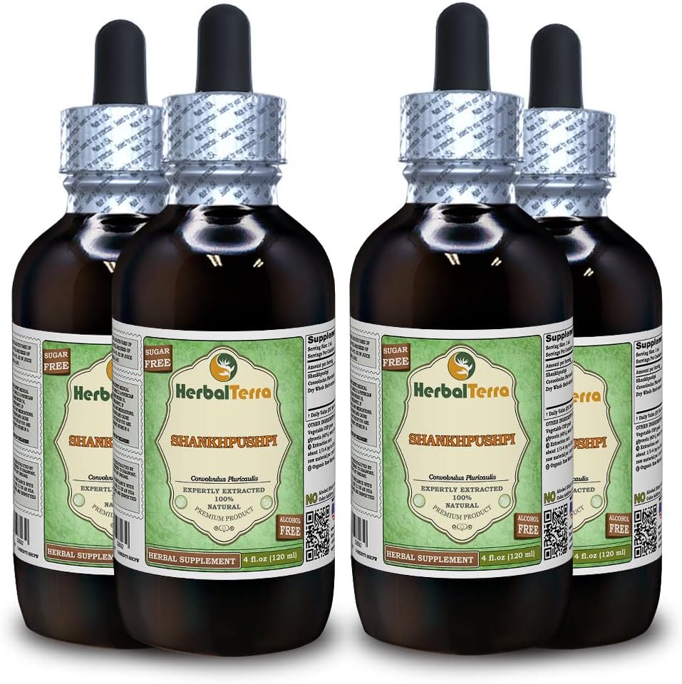 Shankhpushpi (Horseshoe Vitex) Alcohol-Free Liquid Extract, 4 x 120 ml - görsel 1