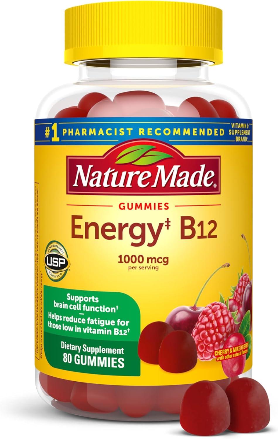 Nature Made Energy B12 Adult Gummies - 1000 mcg, 150 Count, Pack of 2 - görsel 4