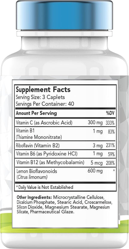 Tinni-Care Lemon Bioflavonoid Supplement with Vitamins C, B1, B2, B6, B12 - 120 Caplets – Image 2