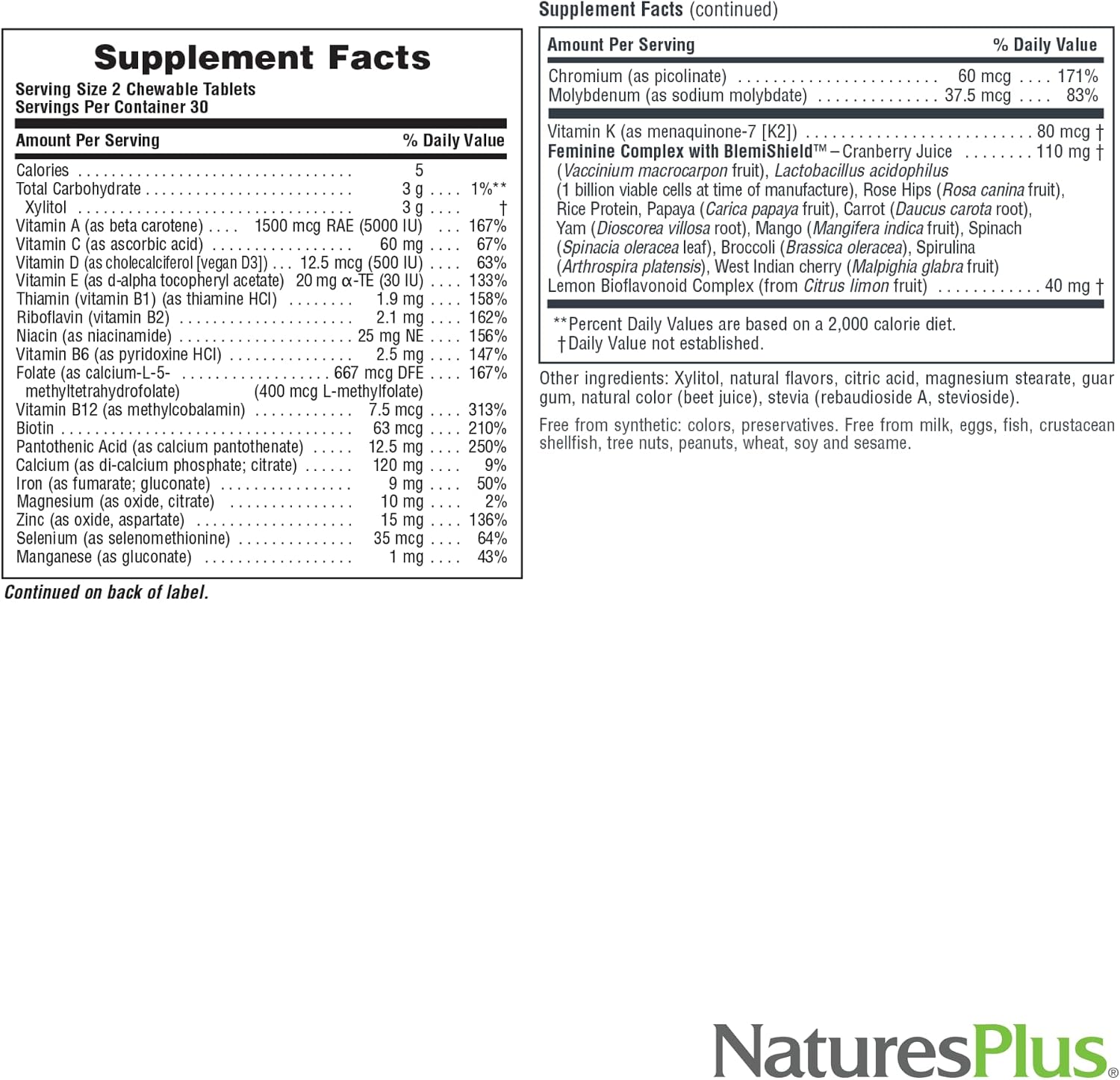 NaturesPlus Source of Life Power Teen for Her Multivitamin - 60 Chewable Tablets, Natural Berry - görsel 4
