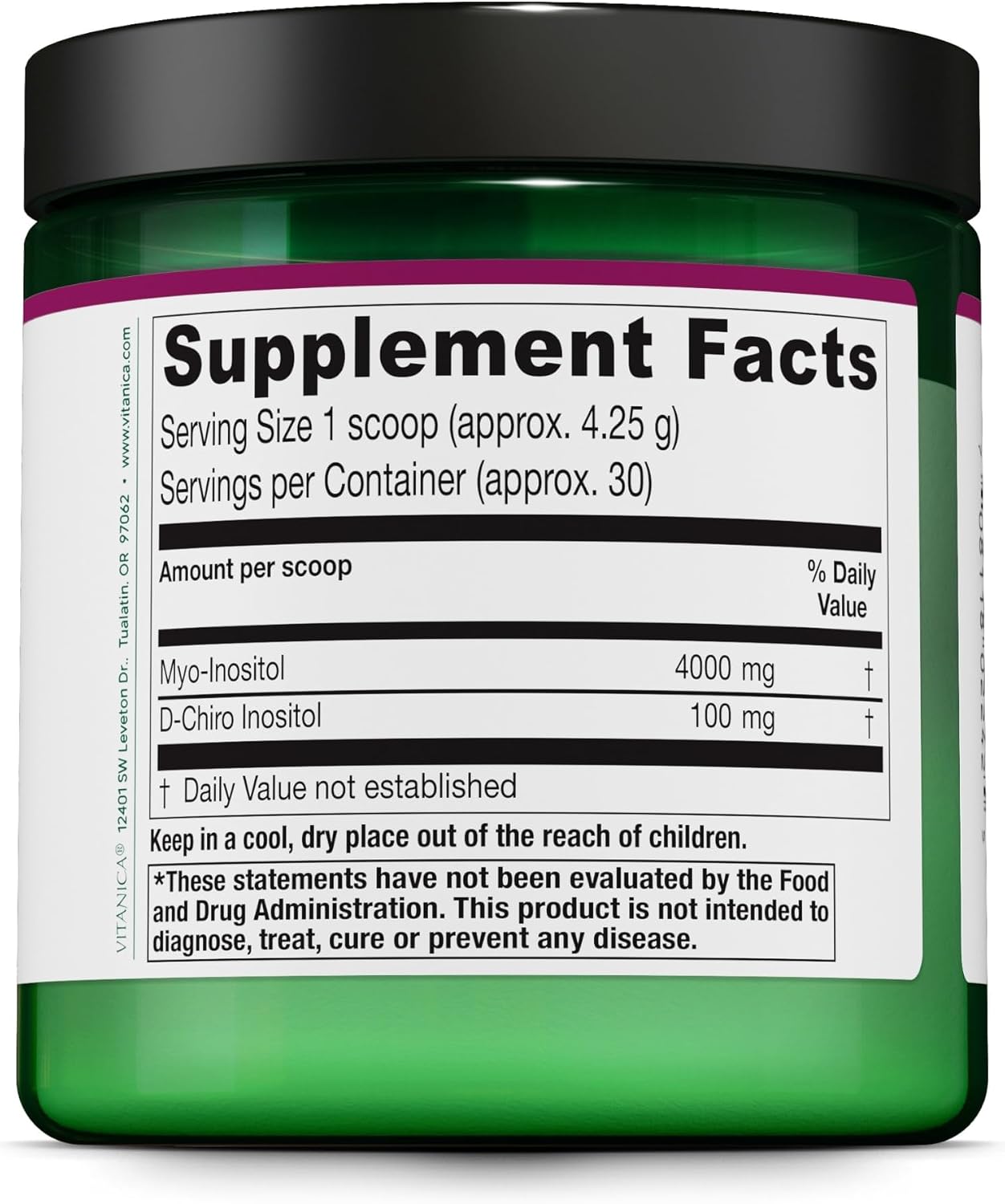 Vitanica Optinositol: Myo-Inositol & D-Chiro Inositol Powder, 4100 mg, 125 g (30-Day Supply) - görsel 2