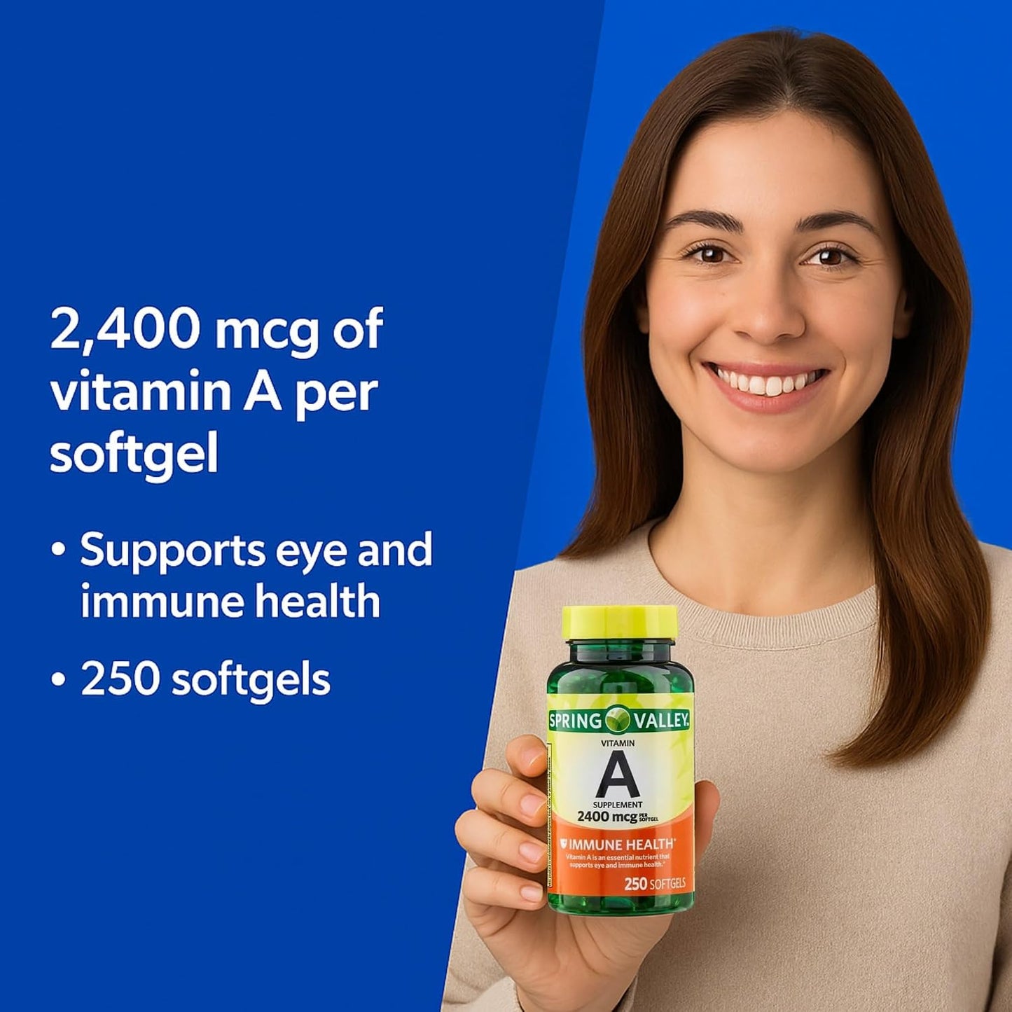 Vitamin A 2400 mcg – 250 Softgels | High Potency Supplement for Vision, Skin & Immune Support - görsel 1