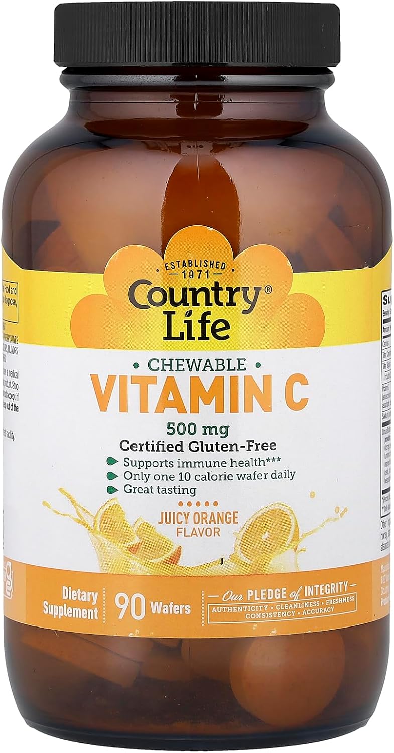 Country Life Vitamin C Wafer 500mg - Orange Juice Flavour, 90 Chewable Wafers - görsel 1