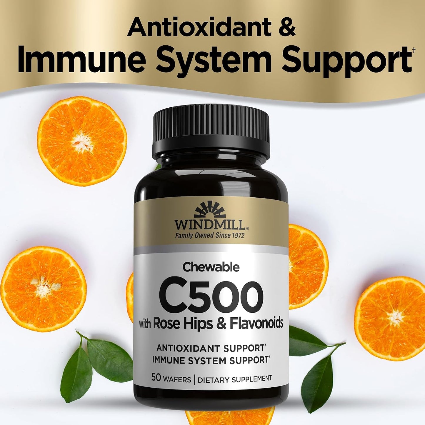 Windmill Natural Vitamins Vitamin C 500 mg with Rose Hips and Bioflavonoids - Chewable Tablets (50 Tablets) - görsel 3