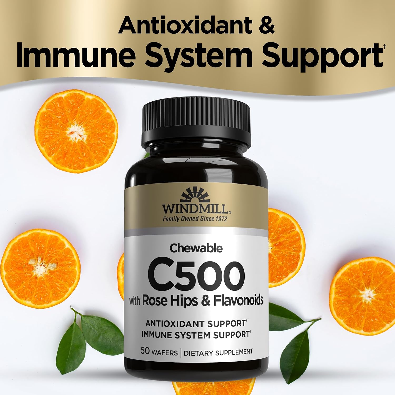 Windmill Natural Vitamins Vitamin C 500 mg with Rose Hips and Bioflavonoids - Chewable Tablets (50 Tablets) - görsel 3