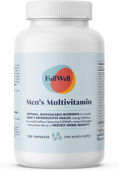 FullWell Men's Multivitamin - Daily Multivitamin for General & Reproductive Health - Supports Sperm Health & Hormone Balance - Fertility & Conception Support - Men's Prenatal - 120 Capsules (30 Servings)