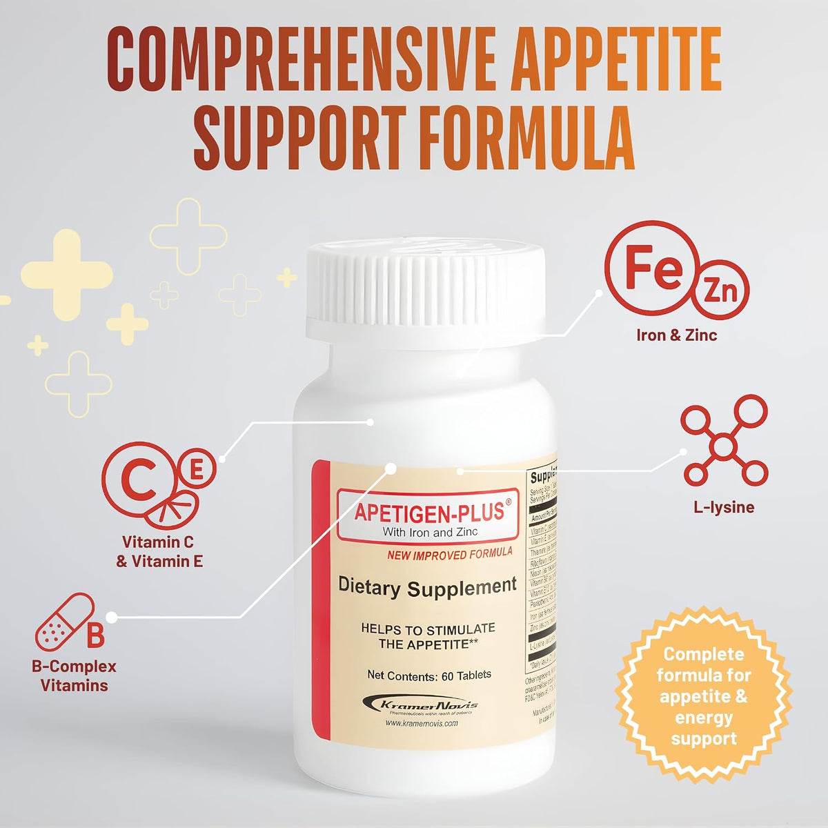 Apetigen-Plus Appetite Stimulant for Weight Gain – Multivitamin with Iron, Zinc, L-Lysine & B-Complex – Appetite Booster – Image 5