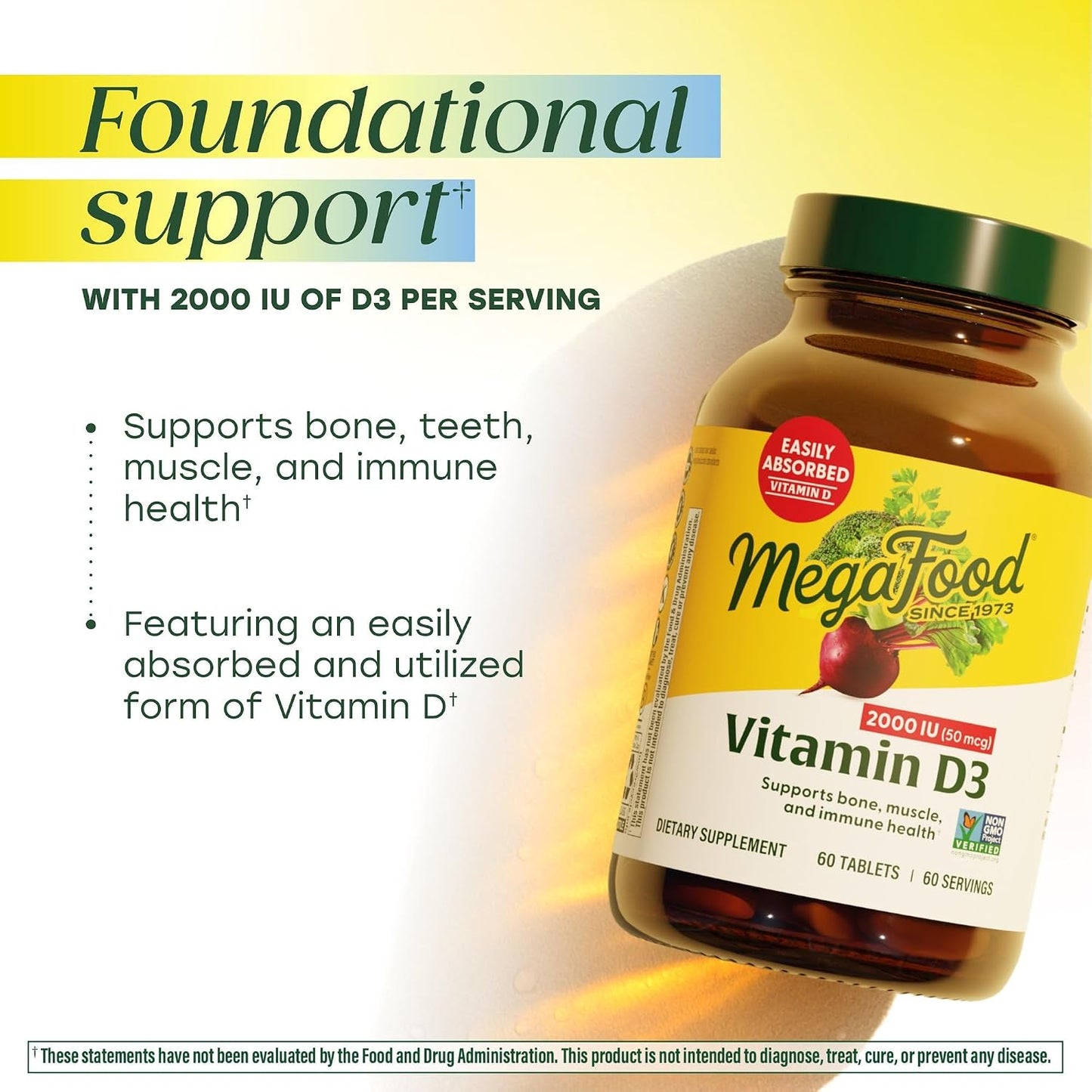 MegaFood Vitamin D3 2000 IU - 90 Tablets - görsel 3