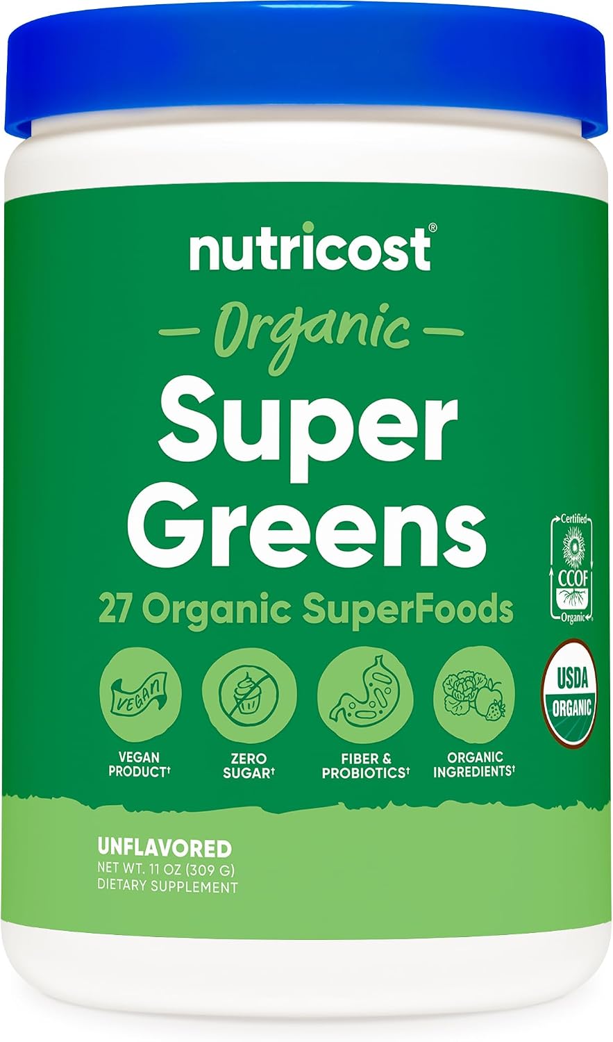 Nutricost Organic Super Greens Powder (30 Servings) Orange Sunrise Flavour - Superfood Supplement Drink Mix - görsel 7