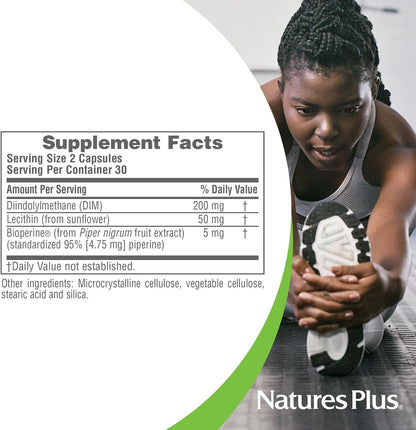 NaturesPlus PRO DIM 200 mg - 60 Capsules - Supports Healthy Estrogen Levels - Non-GM, Vegan & Gluten free - 30 Servings
