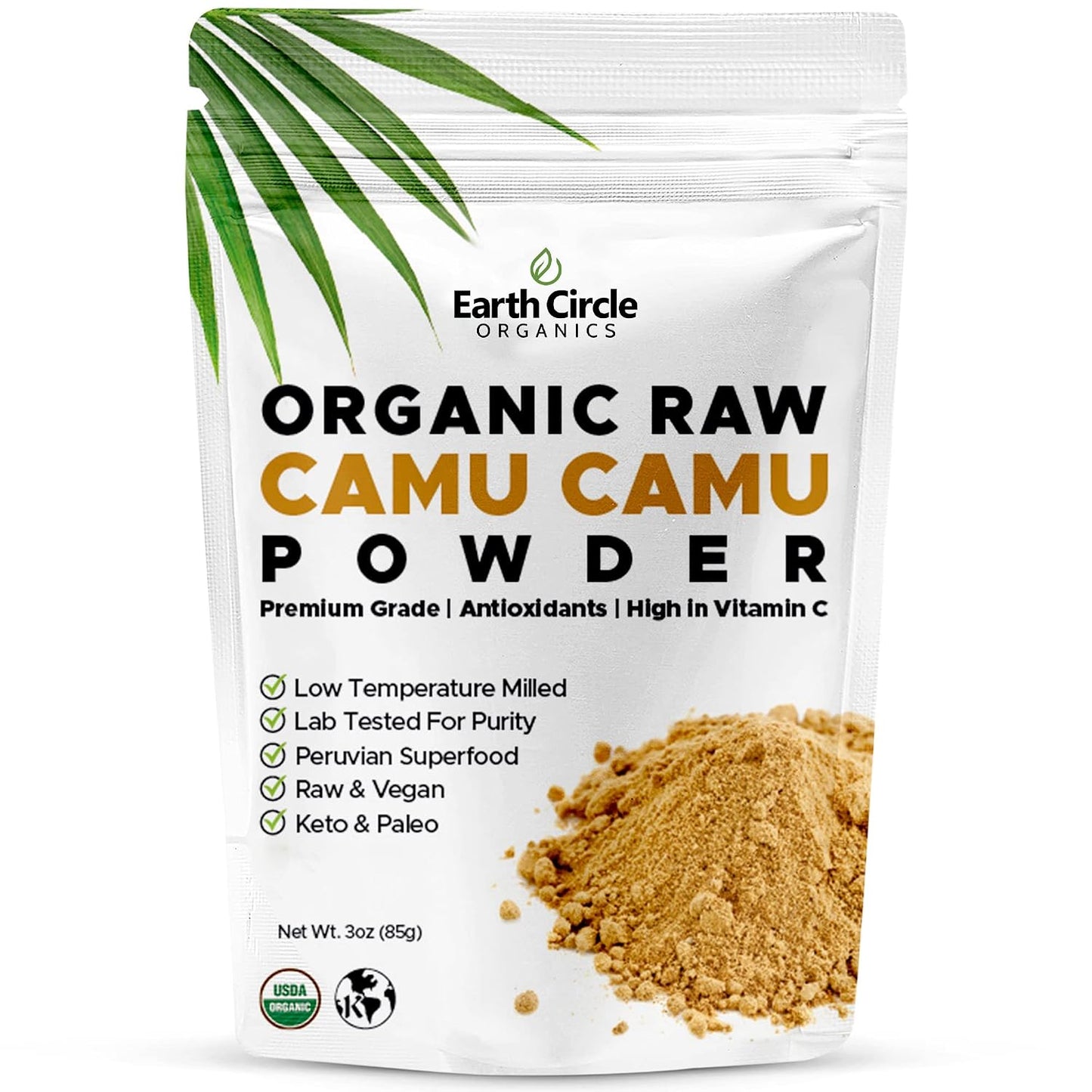 Earth Circle Organics Camu Camu Powder – Organic Raw Berry Powder with Natural Vitamin C & Antioxidants – Vegan, Kosher, Non-GM Superfood – 85g (Pack of 3) - görsel 10