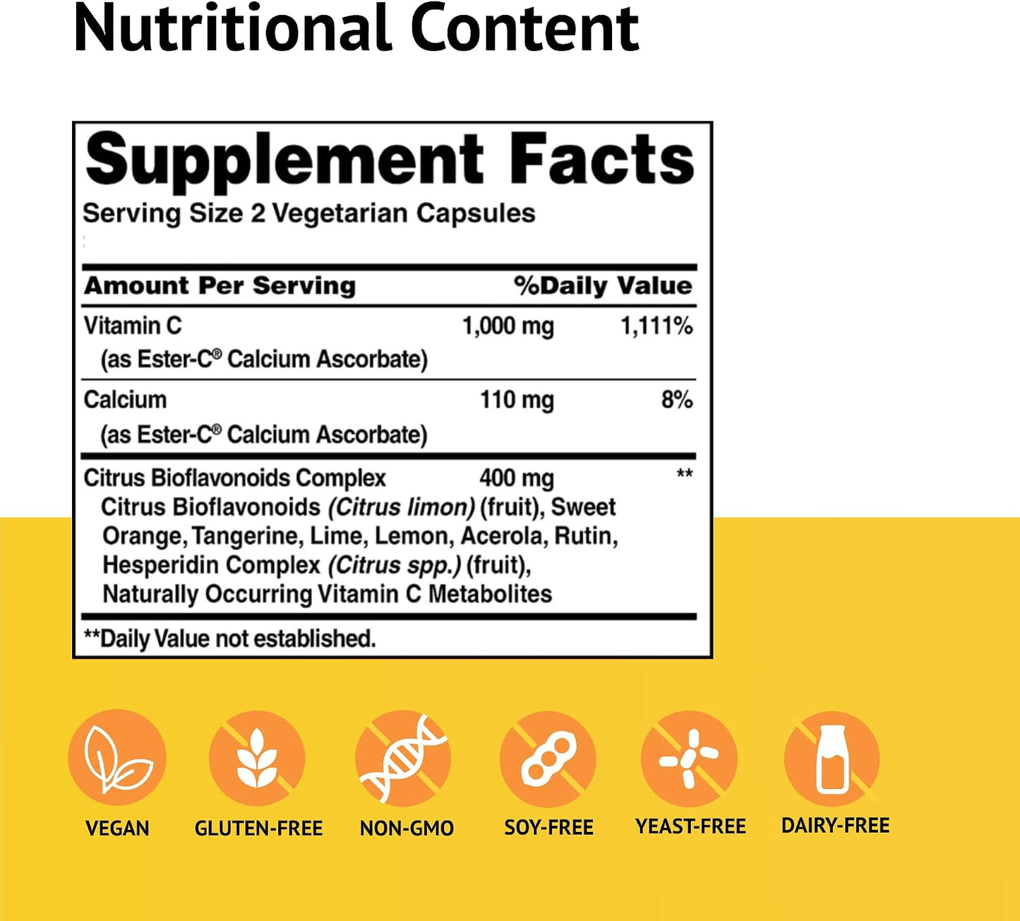 American Health Ester-C 500 mg with Citrus Bioflavonoids - 120 Vegetarian Capsules - 24-Hour Immune Support - Non-GM, Vegan, Gluten free - 60 Servings - görsel 2