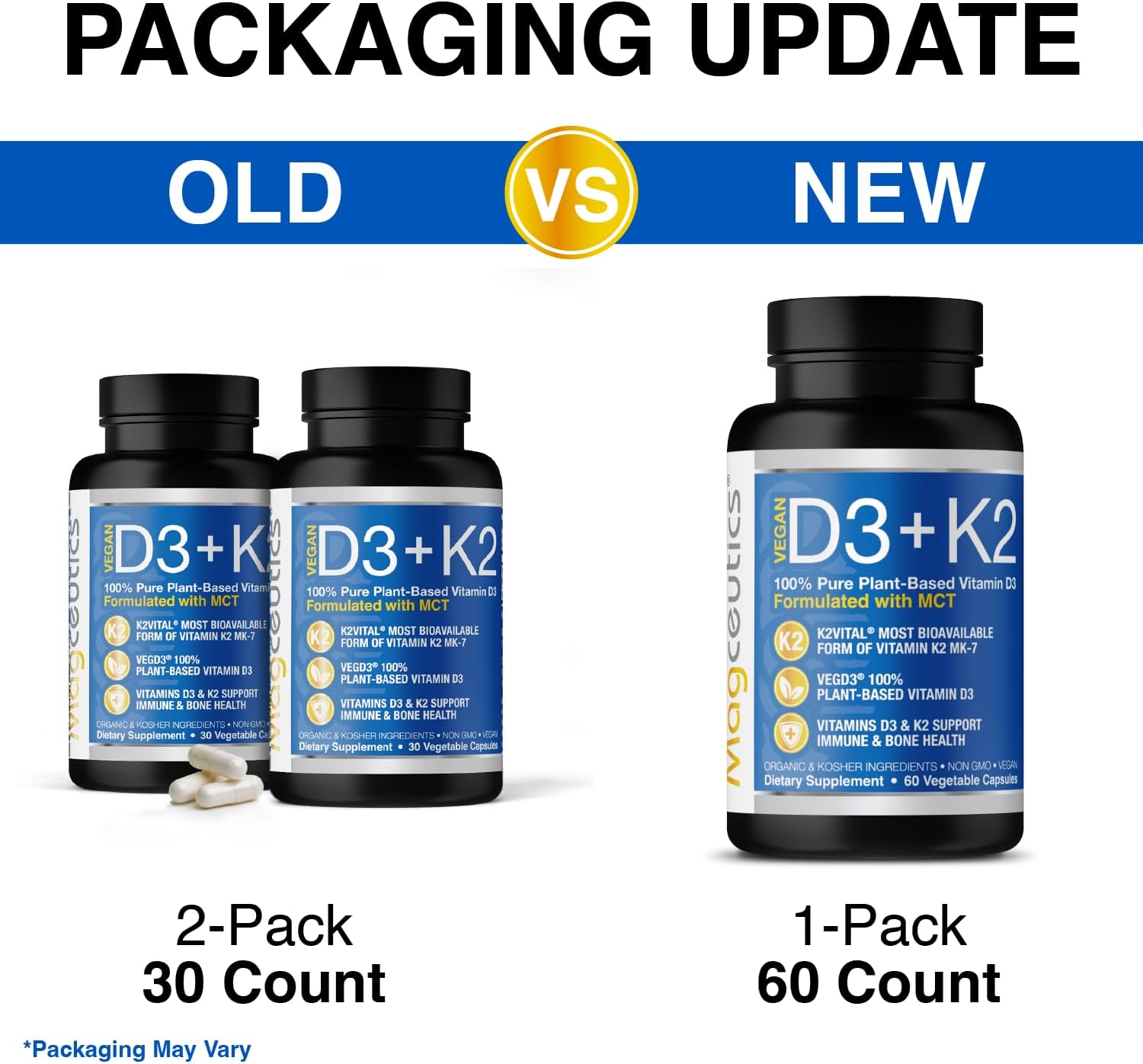 Magceutics Vitamin D3 K2 with MCT, 5000 IU Vegan D3 & 100 mcg MK7 K2 - 60 Capsules - görsel 2