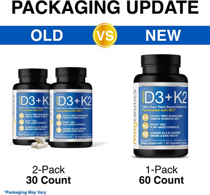 Magceutics Vitamin D3 K2 with MCT, 5000 IU Vegan D3 & 100 mcg MK7 K2 - 60 Capsules