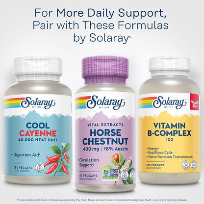 Solaray Horse Chestnut Extract 400 mg with Butcher's Broom – Standardised Aescin for Vein Support – Image 6
