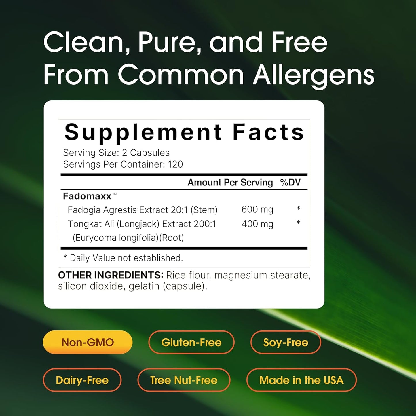 NatureBell Fadogia Agrestis 600mg & Tongkat Ali 400mg - 240 Capsules (4-Month Supply) - görsel 3