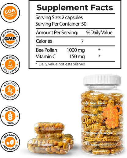 Bee Pollen Capsules – Organic Supplement for – Immune Function: Rich in antioxidants and vitamins that help – Image 2