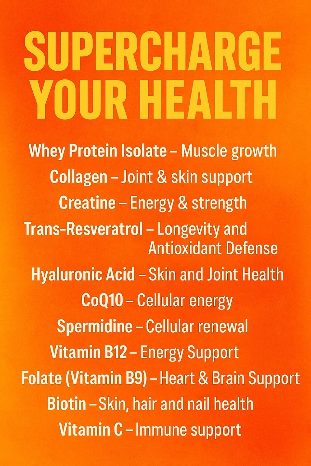 All-in-One Powder: Protein, Collagen, Creatine, Resveratrol, Spermidine, Hyaluronic Acid, CoQ10 & Essential Vitamins – Image 3