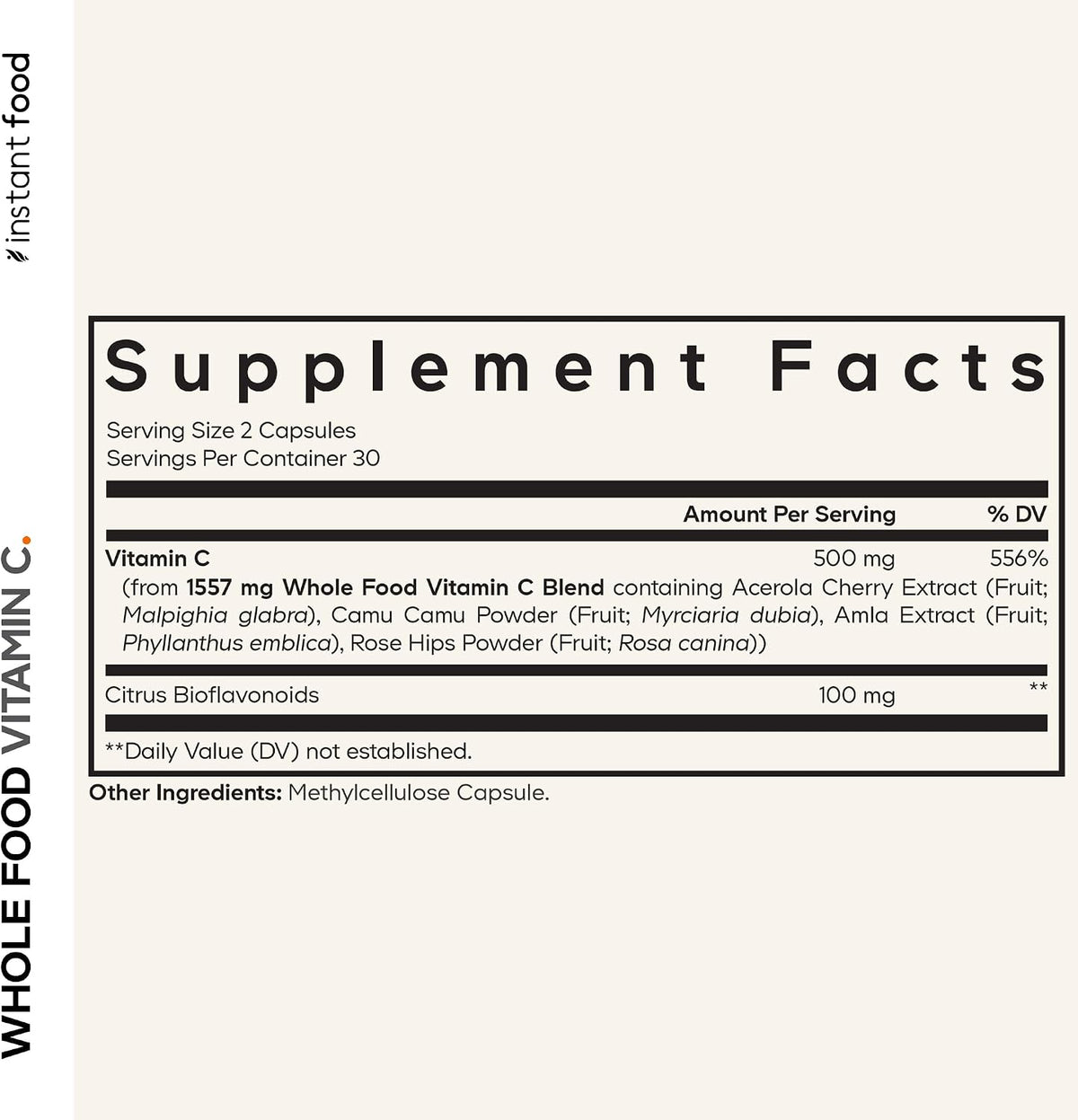 Codeage Wholefood Vitamin C Supplement - Acerola Cherry, Camu Camu, Amla Berry & Rose Hips Blend - Citrus Bioflavonoids - – Image 2