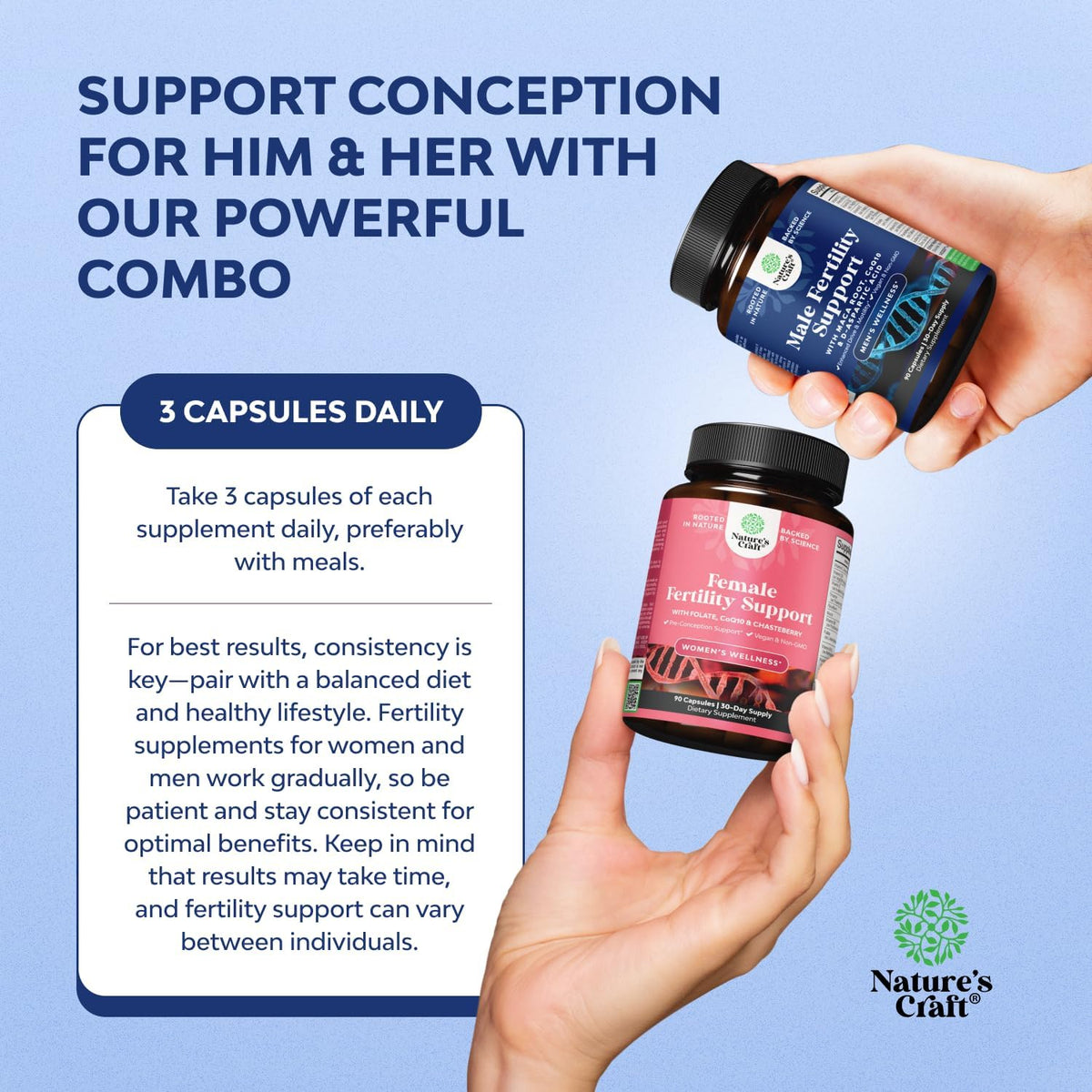 Fertility Supplements for Women's & Men – – Folic Acid (Women's): Essential for preventing neural tube defects and – Image 6