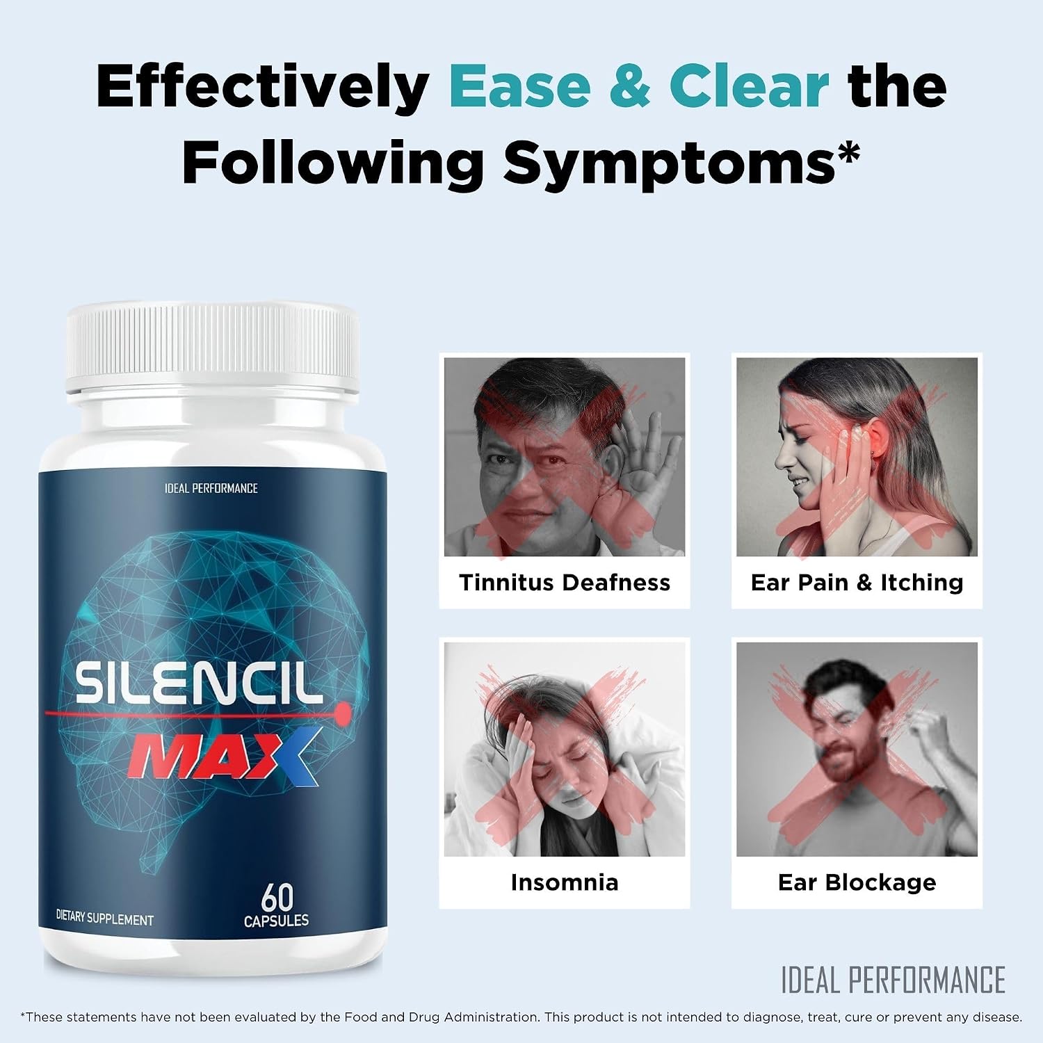 IDEAL PERFORMANCE (2 Pack) Silencil Tinnitus Max Supplement Pills Silencio Silencile (120 Capsules) - görsel 2