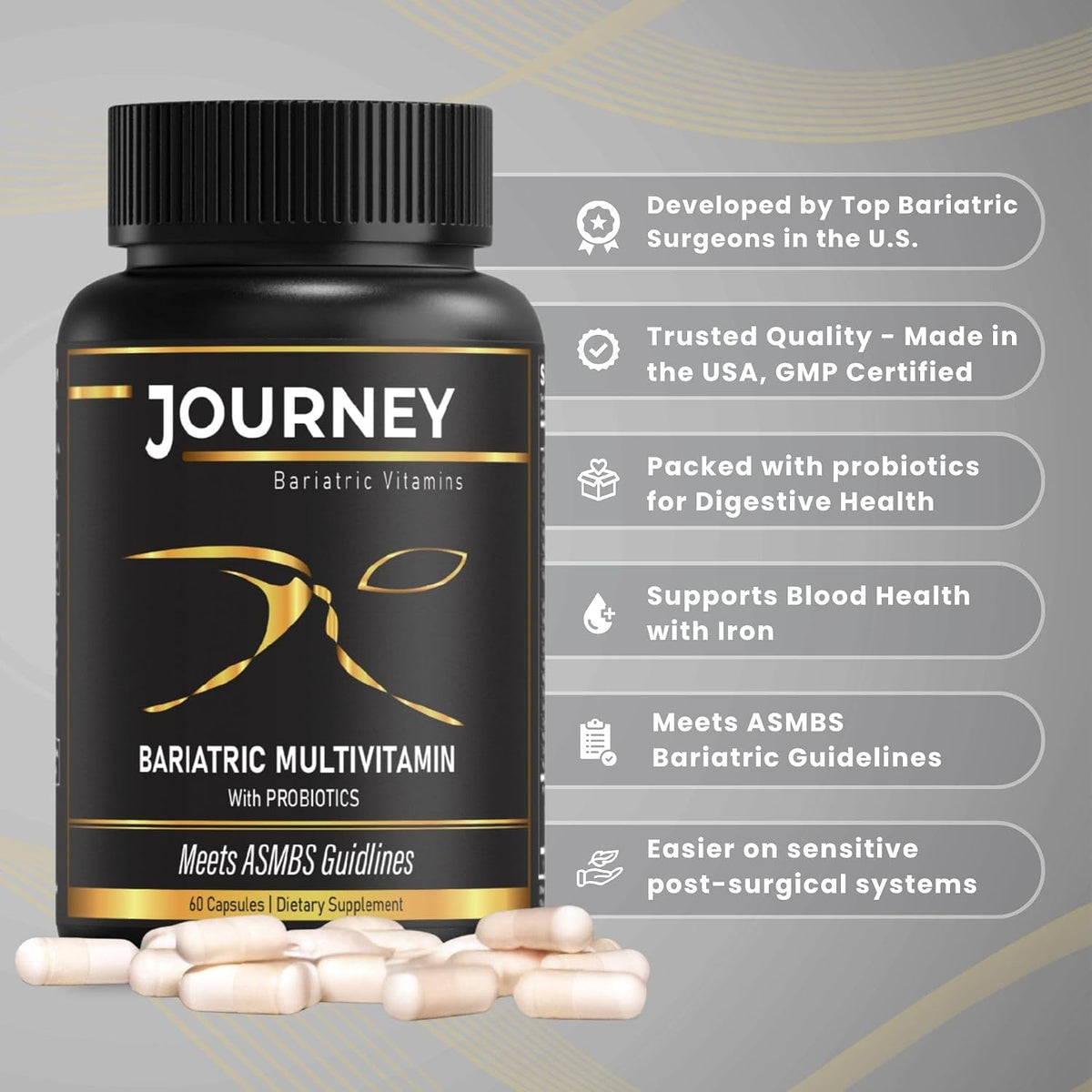 Journey Bariatric Multivitamin with – Biotin: Known for promoting healthy hair, skin, and nails, biotin can help – Image 2