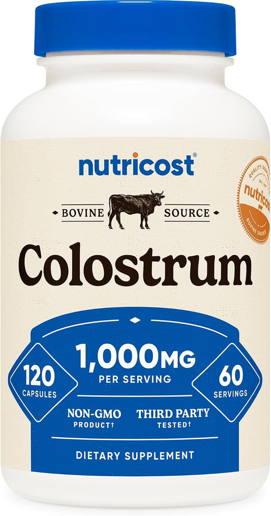 Nutricost Colostrum 1000mg, 120 Capsules – Third-party tested for quality and purity. – Image 1
