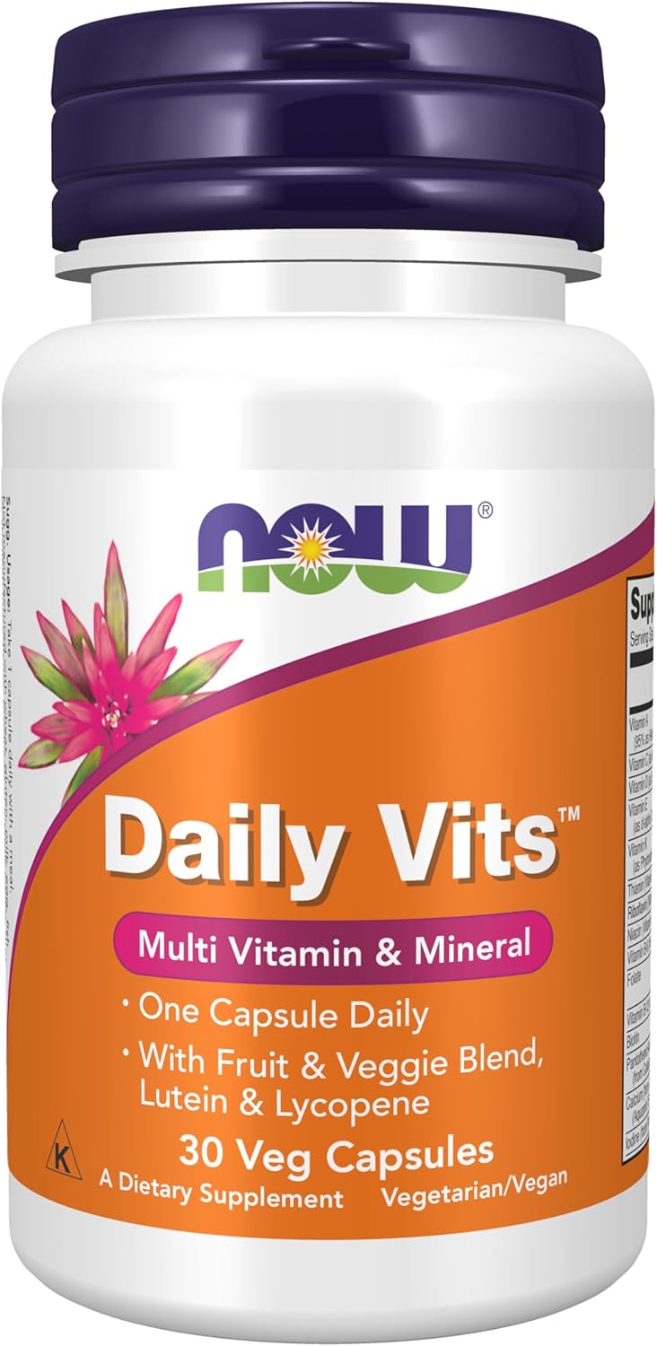 NOW Foods Daily Vits™ with Fruit & Vegetable Blend, Lutein and Lycopene, 30 Veg Capsules - görsel 1