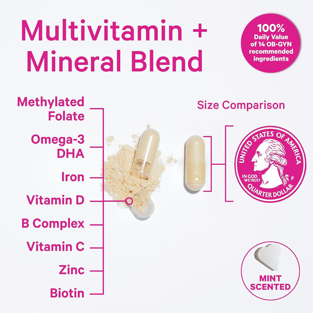 Pink Stork Total Prenatal Vitamins with DHA - Mint, 3 Month Supply – Image 2