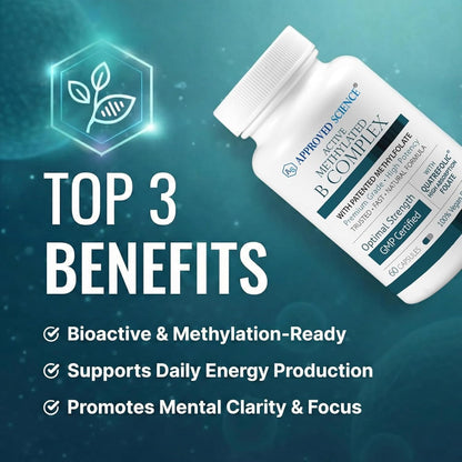 Approved Science Methylated B Complex – Full – Vitamin B12 as Methylcobalamin: The coenzyme form of B12, essential – Image 2
