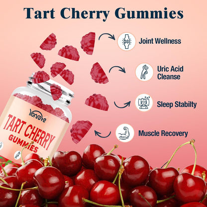 Yonrave Tart Cherry Gummies – Uric Acid Cleanse & Joint Support with Celery Seed – Vegan, Antioxidant Tart Cherry Supplement – Mixed Berry Flavour, 60 Count