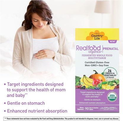 RealFood Organics Prenatal Multi – Organic Wholefood Multivitamin with Folate, D3 & Iron, 90 Tablets – Image 4