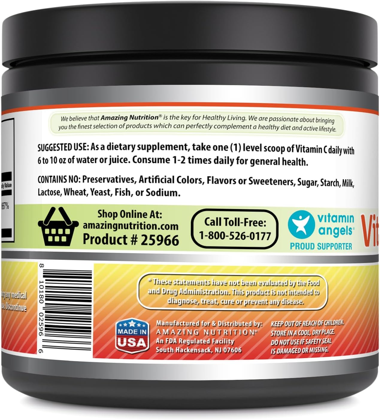 Amazing Formulas Vitamin C Powder Supplement - Unflavoured Ascorbic Acid - 1 Gram per Serve - Non-GM, Gluten free - 454 g - görsel 3