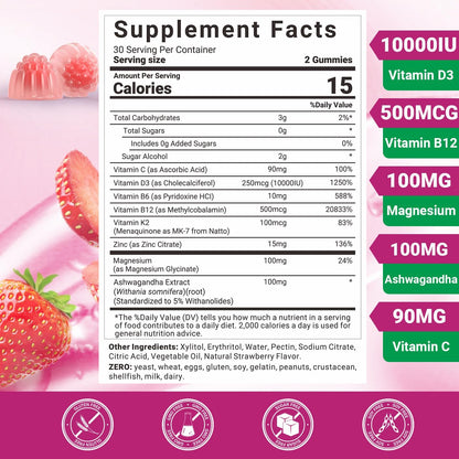 Wiszeen Vitamin D3 B12 Gummies, 10000 IU & – 500 mcg methylated B12 (methylcobalamin) – Image 2