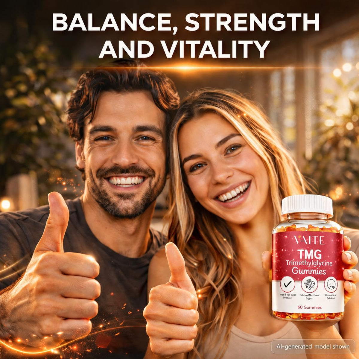 VAITE TMG Supplements – Trimethylglycine 800mg Gummies, Vegan Chewables for Energy & Recovery Support – Image 6