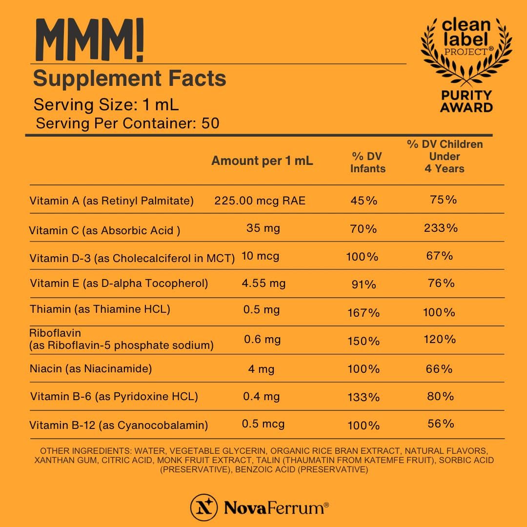 NovaFerrum MMM Multivitamin for Kids, Infants and Toddlers - 2 fl oz (50 mL) - görsel 3