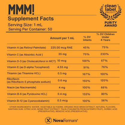 NovaFerrum MMM Multivitamin for Kids, Infants and Toddlers - 2 fl oz (50 mL)