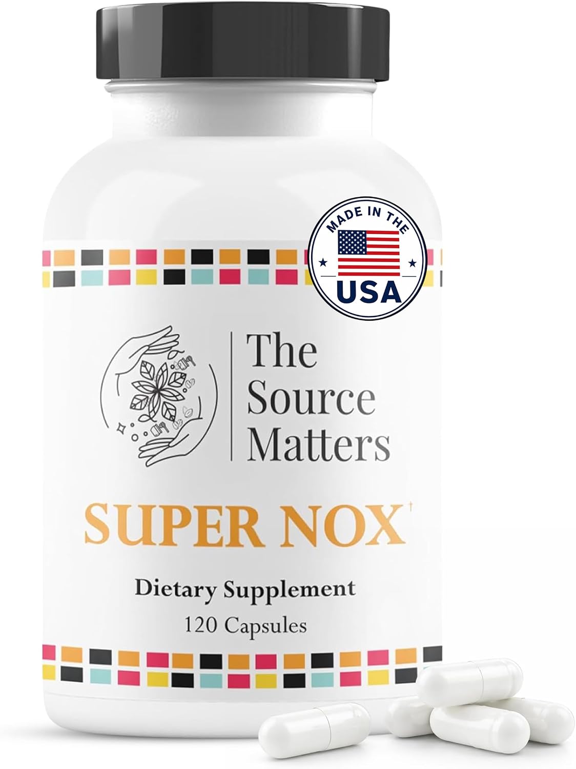 Super NOX (120 Capsules) – Nitric Oxide Supplement with L Citrulline, Quercetin & Grape Seed Extract – Image 1