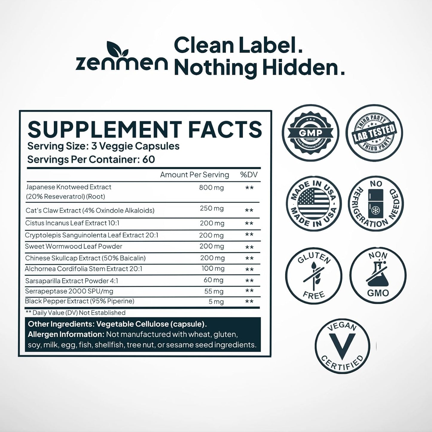 Zenmen Daily Tick Guard Immune Support Supplement - Improved Formula - 180 Vegan Capsules - görsel 4