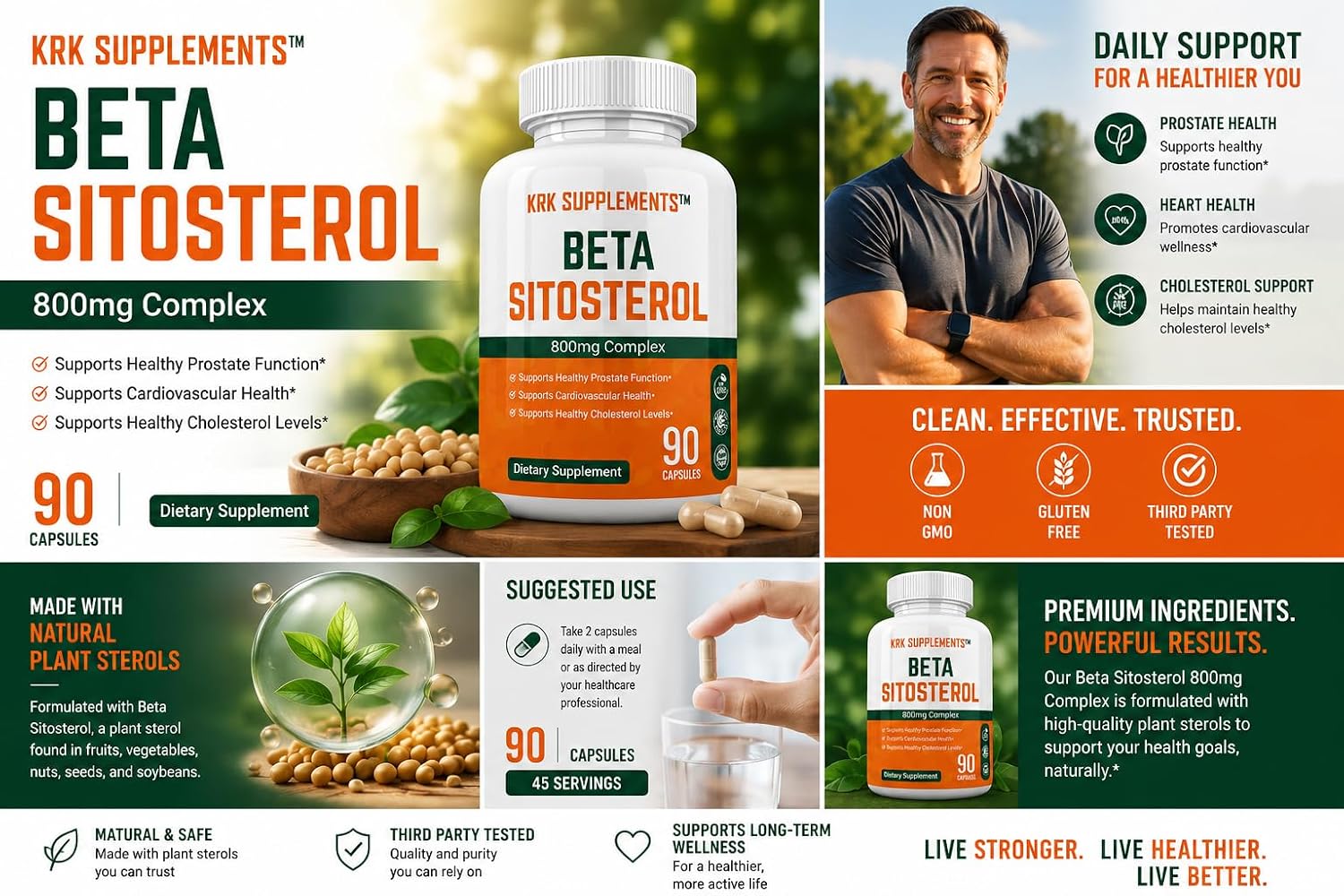 KRK SUPPLEMENTS Beta Sitosterol 800mg Prostate Support - 180 Capsules (2 Pack) - görsel 3