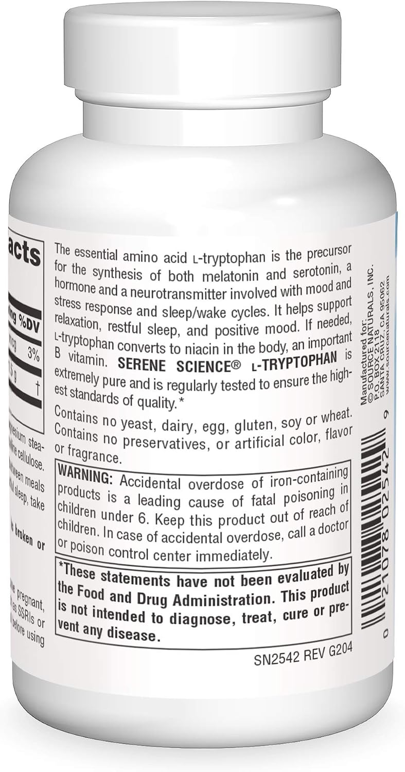 Source Naturals Serene Science L-Tryptophan 500 mg - 60 Capsules - görsel 2
