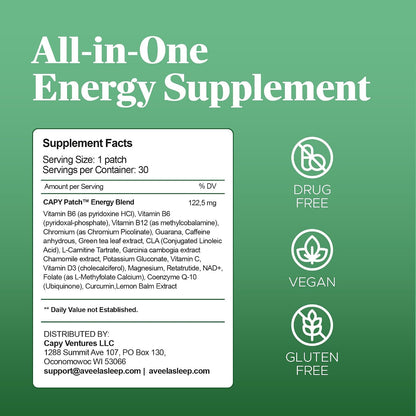 B12 Vitamin Energy Patch with Caffeine, – Caffeine – A natural stimulant that may enhance alertness and – Image 7