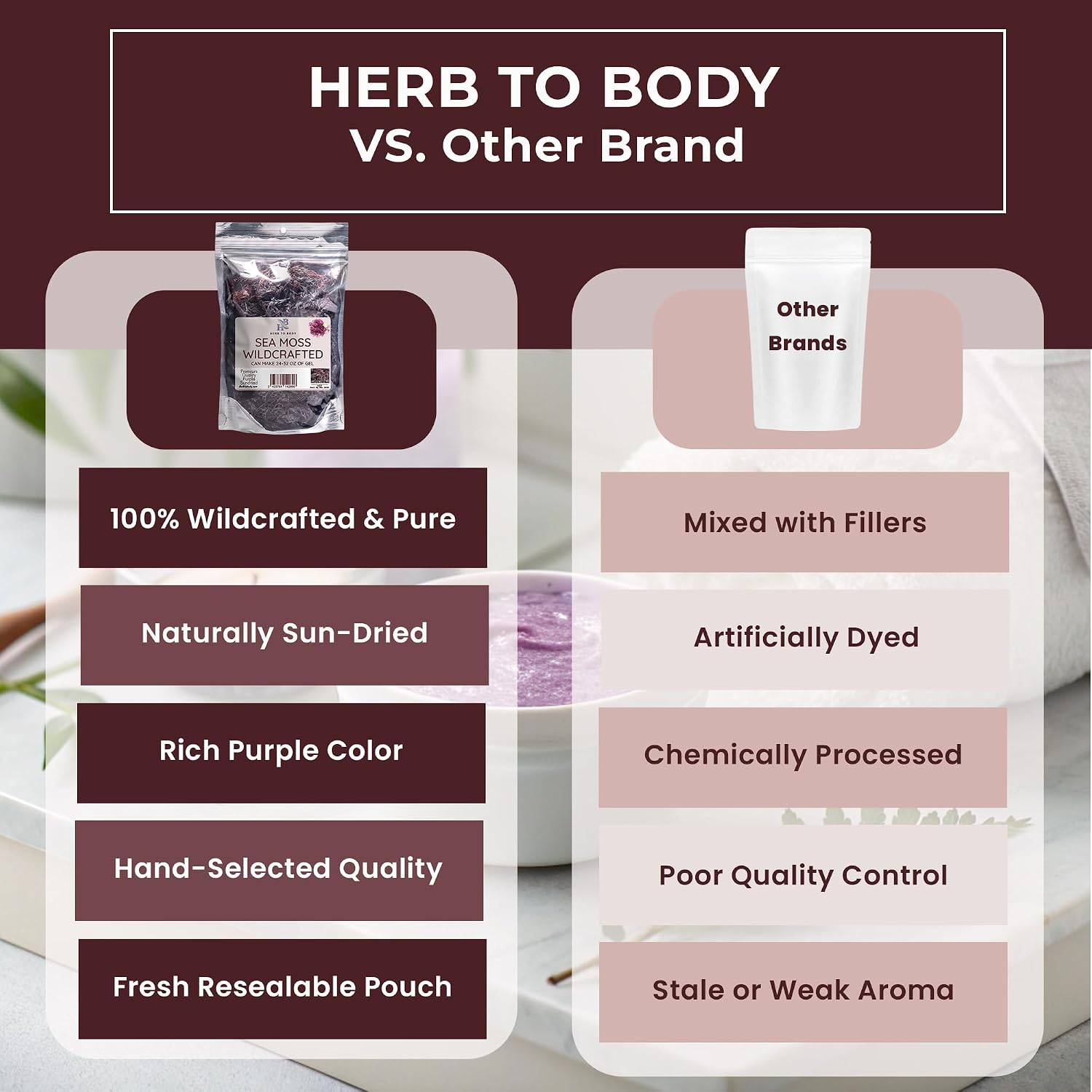 Herb To Body Purple Sea Moss – 4oz, Wildcrafted from Saint Lucia, Raw & Dried - görsel 4