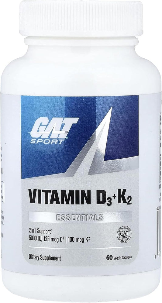 GAT SPORT Vitamin D3 K2, 5000 IU (125 mcg), – Bone and Teeth Support: Vitamin D3 helps support calcium absorption, – Image 1