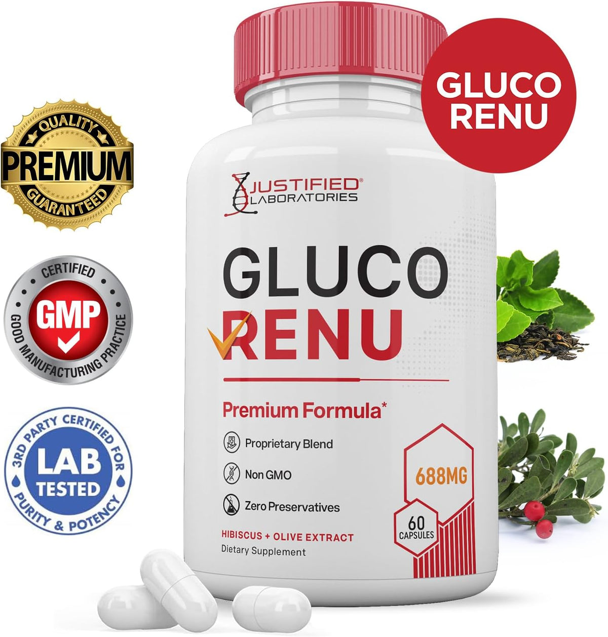(5 Pack) Gluco Renu 688 mg Glyco Support – Hibiscus (Hibiscus sabdariffa): Rich in antioxidants and may help – Image 2