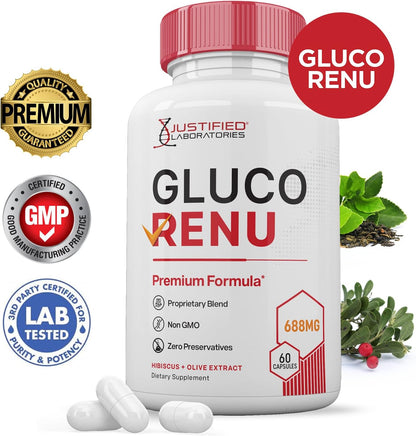 (5 Pack) Gluco Renu 688 mg Glyco Support – Hibiscus (Hibiscus sabdariffa): Rich in antioxidants and may help – Image 2